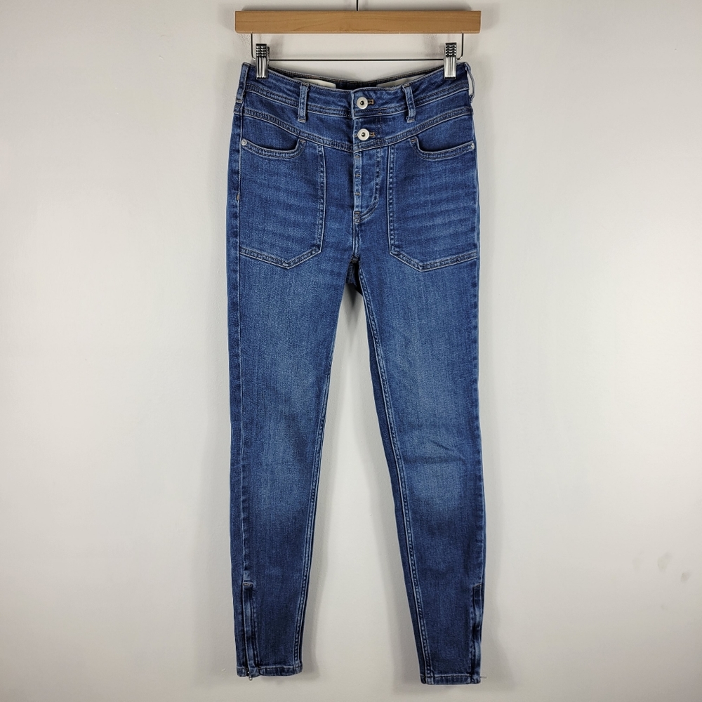 Pilcro High Rise Skinny Button Fly Ankle Zip Skinny Jeans